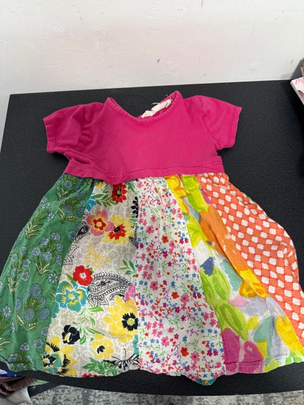 Free Planet Bright Pink Bodice Multi-Panel Floral Patchwork Dress Y2K